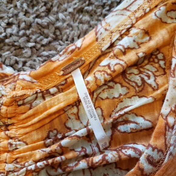 Free People say the word cropped top ruched long sleeve vneck orange XS - Picture 2 of 5